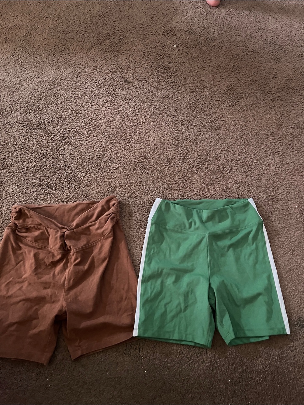 PINK Victoria's Secret Green Athletic Shorts with White Side Stripes